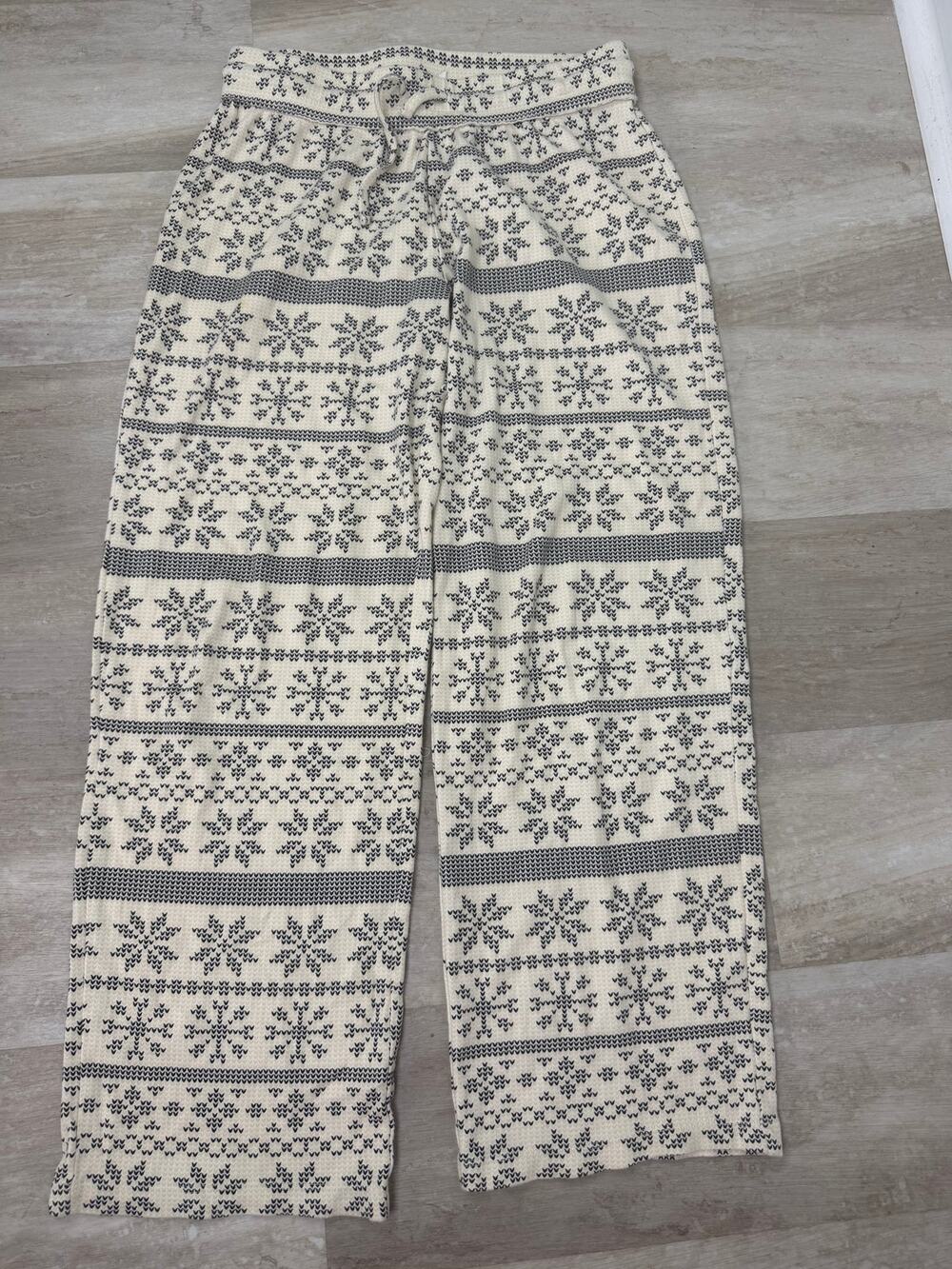 Kate Quinn Nordic Snowflake Organic Cotton Pajama Pants Size Small